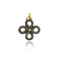 Sterling Silver and 24K Yellow Gold Charm with Diamond