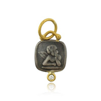 Sterling Silver and 24K Yellow Gold Guardian Angel with Diamond Charm