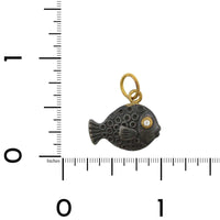 Sterling Silver and 24K Yellow Gold Fish with Diamond Charm
