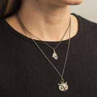 Sterling Silver and 24K Yellow Gold Owl with Diamond Charm