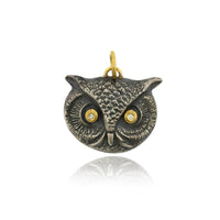 Sterling Silver and 24K Yellow Gold Owl with Diamond Charm
