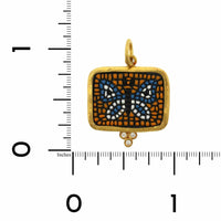 Sterling Silver and 24K Yellow Gold Butterfly with Diamond Charm