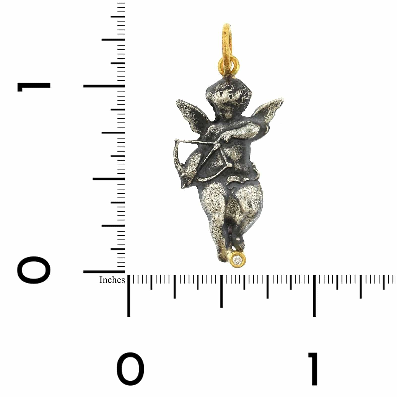 Sterling Silver and 24K Yellow Gold Eros Angel with Diamond Charm