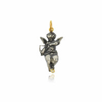 Sterling Silver and 24K Yellow Gold Eros Angel with Diamond Charm