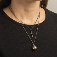 Sterling Silver and 24K Yellow Gold Lapis and Diamond Knife Charm
