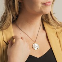 Sterling Silver and 24K Yellow Gold Mother of Pearl with Ruby Pendant