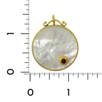 Sterling Silver and 24K Yellow Gold Mother of Pearl with Ruby Pendant