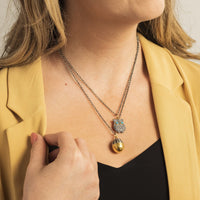 Sterling Silver and 24K Yellow Gold Pendant with Diamond