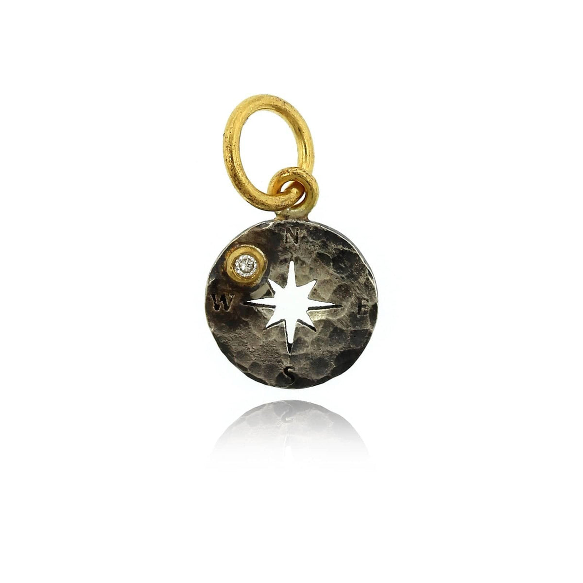 Sterling Silver and 24K Yellow Gold North Star with Diamond Pendant