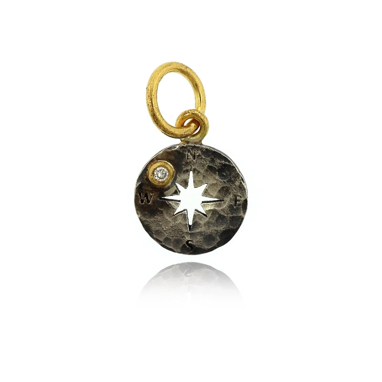 Sterling Silver and 24K Yellow Gold North Star with Diamond Pendant