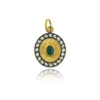 Sterling Silver and 24K Yellow Gold Emerald and Diamond Charm