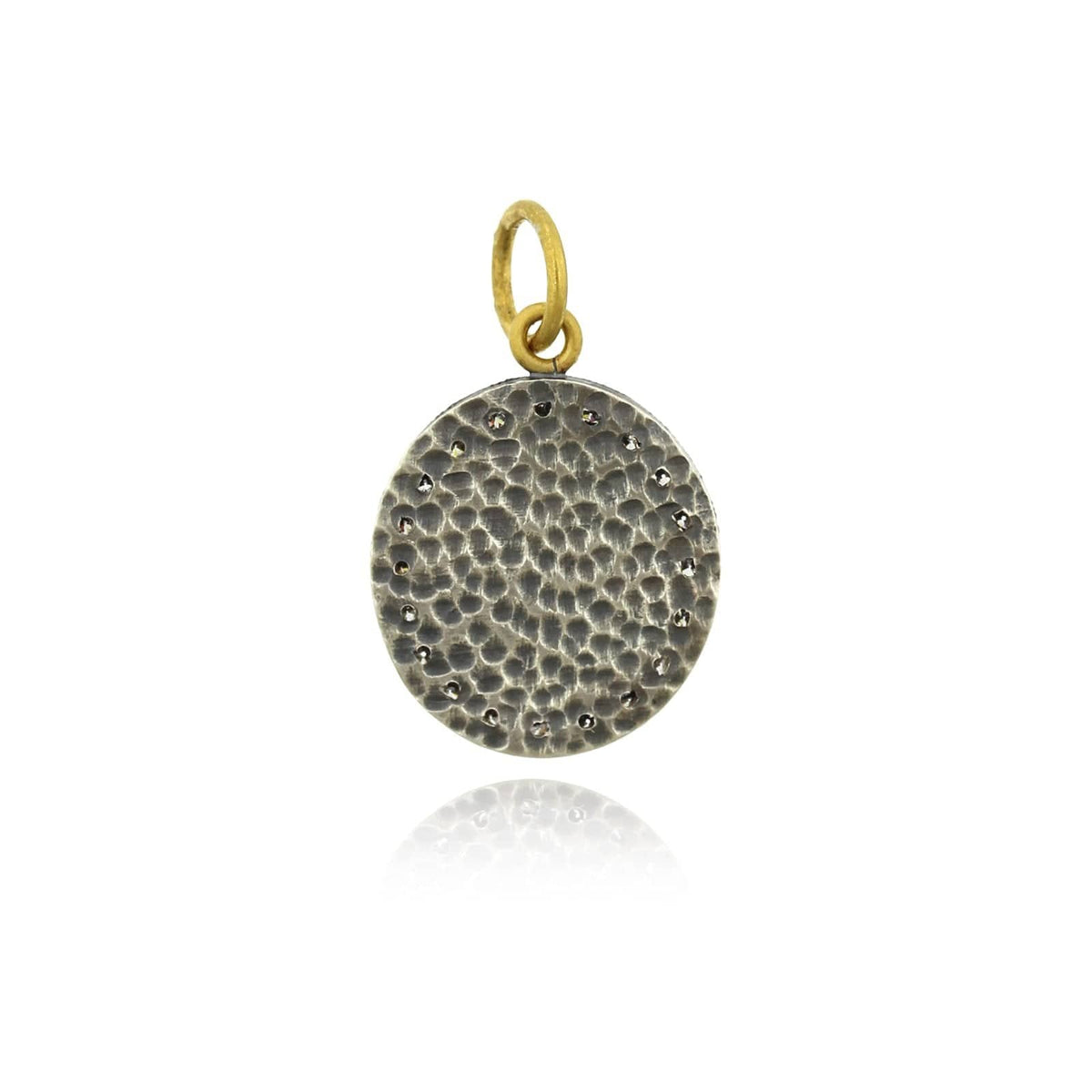 Sterling Silver and 24K Yellow Gold Emerald and Diamond Charm