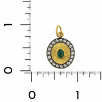 Sterling Silver and 24K Yellow Gold Emerald and Diamond Charm