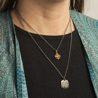Sterling Silver and 24K Yellow Gold Tourmaline Diamond Charm