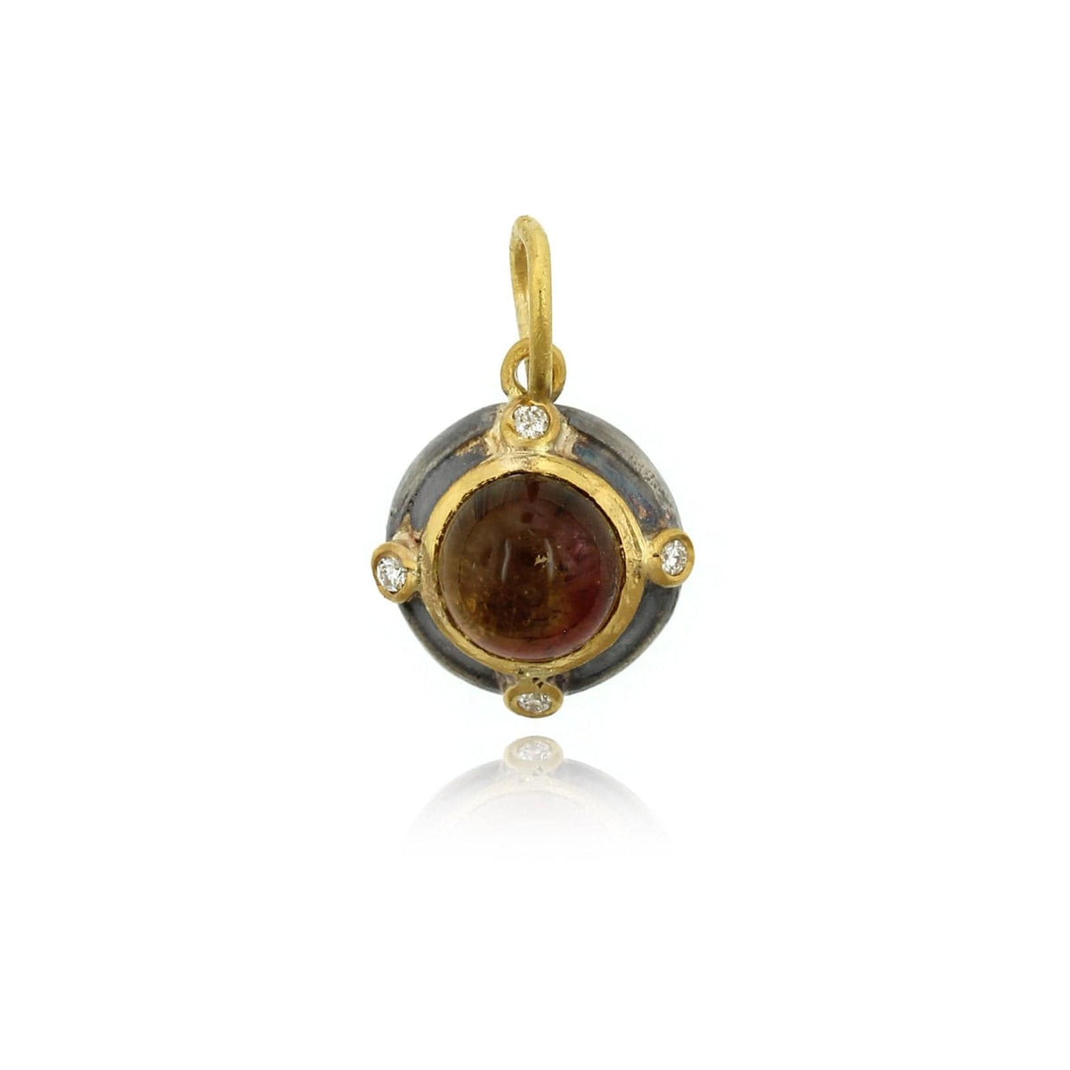 Sterling Silver and 24K Yellow Gold Tourmaline Diamond Charm