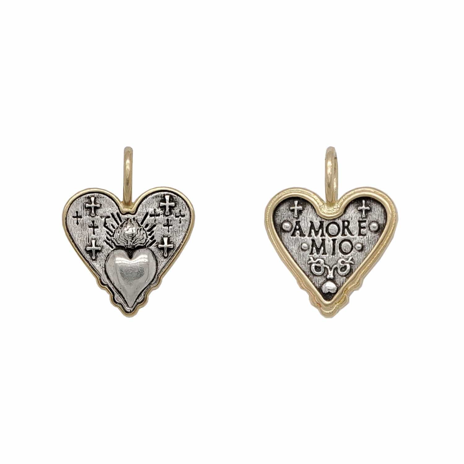 Sterling Silver 18K Yellow Gold Amore Mio Heart Charm