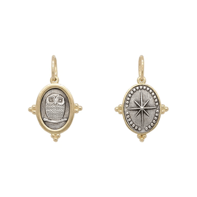 Sterling Silver 18K Yellow Gold Owl Charm