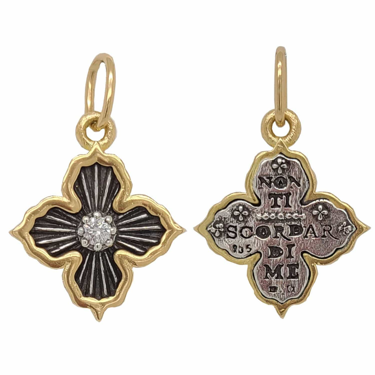 Sterling Silver 18K Yellow Gold Ruche Flower Charm