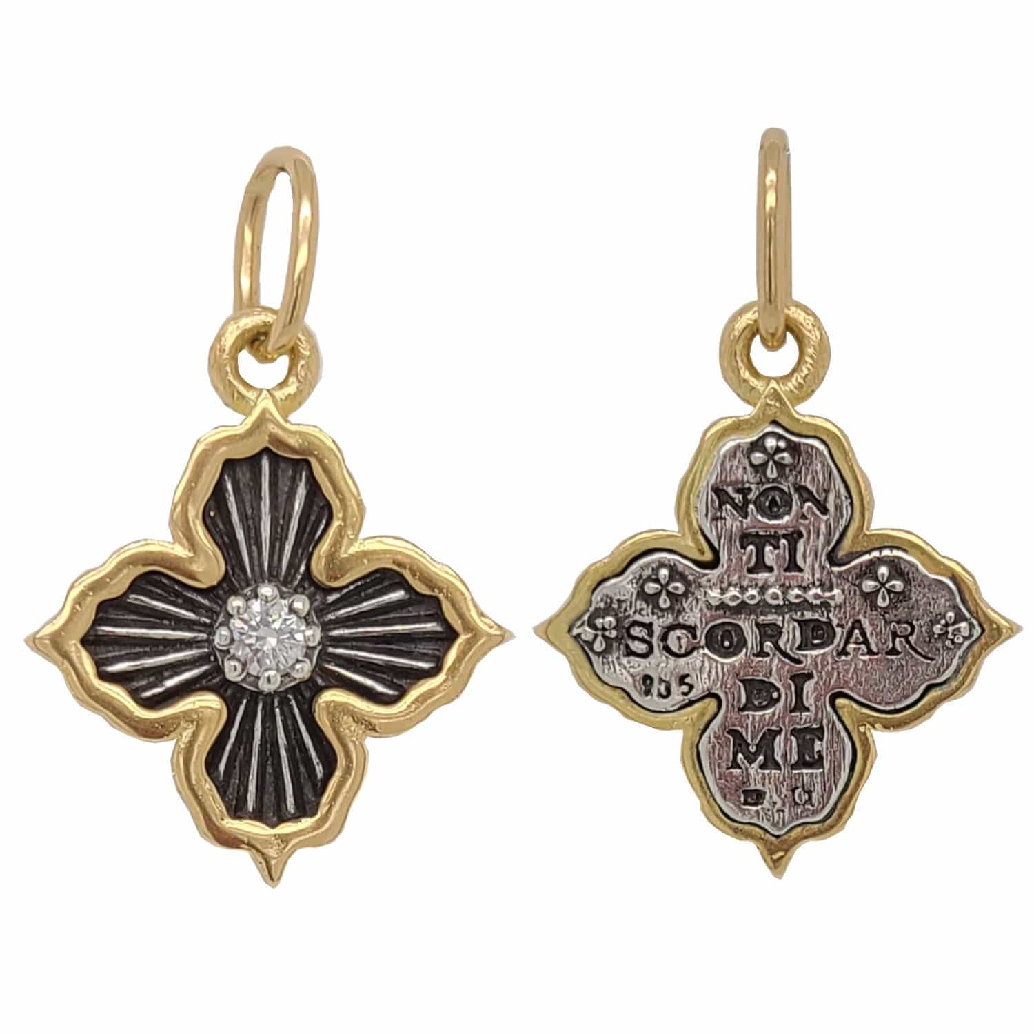 Sterling Silver 18K Yellow Gold Ruche Flower Charm