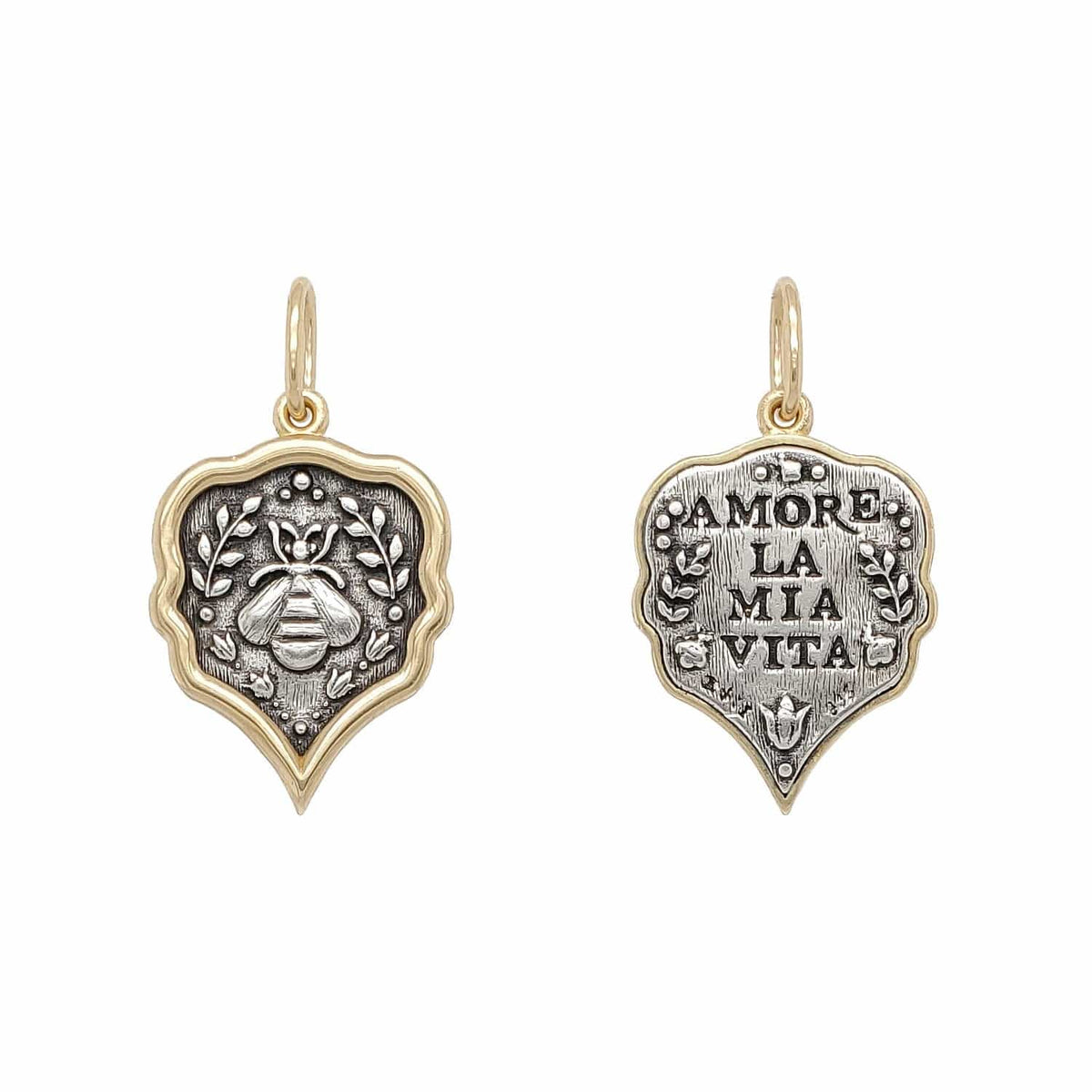 Sterling Silver 18K Yellow Gold Bee Amore La Mia Vita Charm