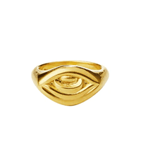 18K Yellow Gold Evil Eye Signet Ring, 18k yellow gold, Long's Jewelers
