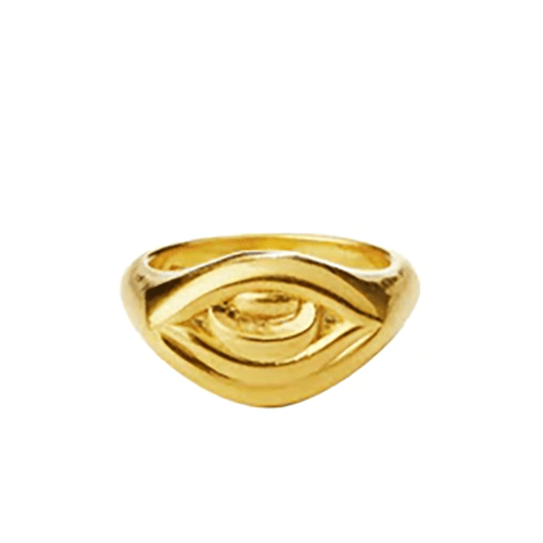 18K Yellow Gold Evil Eye Signet Ring, 18k yellow gold, Long's Jewelers