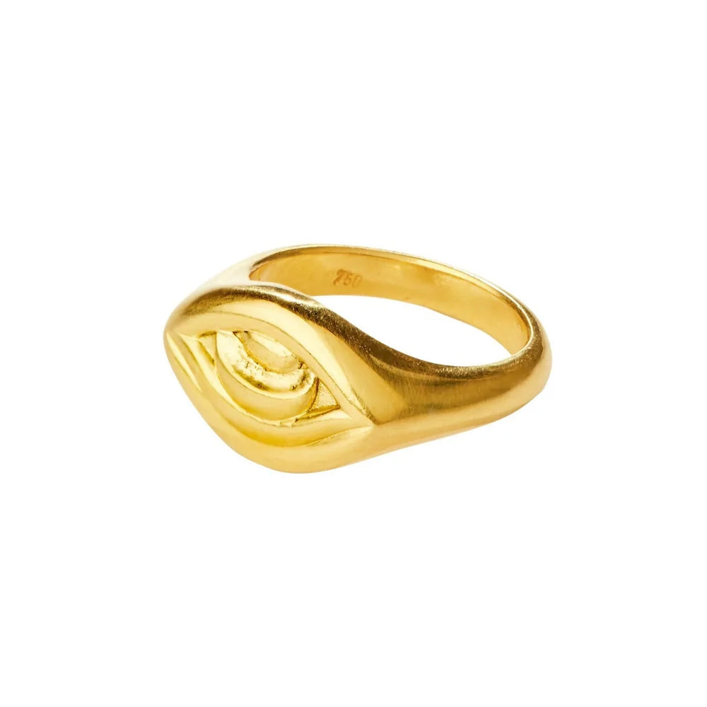 18K Yellow Gold Evil Eye Signet Ring, 18k yellow gold, Long's Jewelers