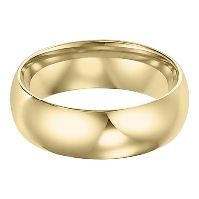 18K Yellow Gold Low Dome Polished Band, Long's Jewelers
