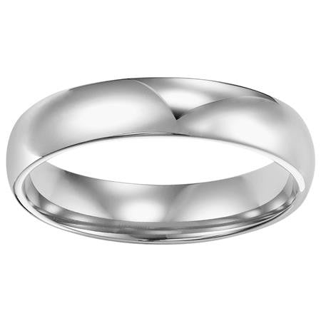 14K White Gold Low Dome Wedding Band 4mm