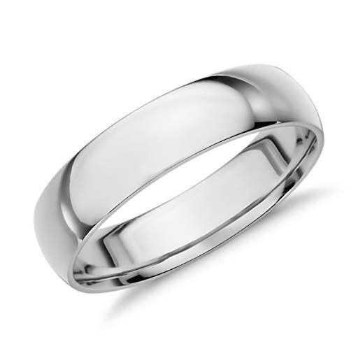 14K White Gold Low Dome Wedding Band 5mm