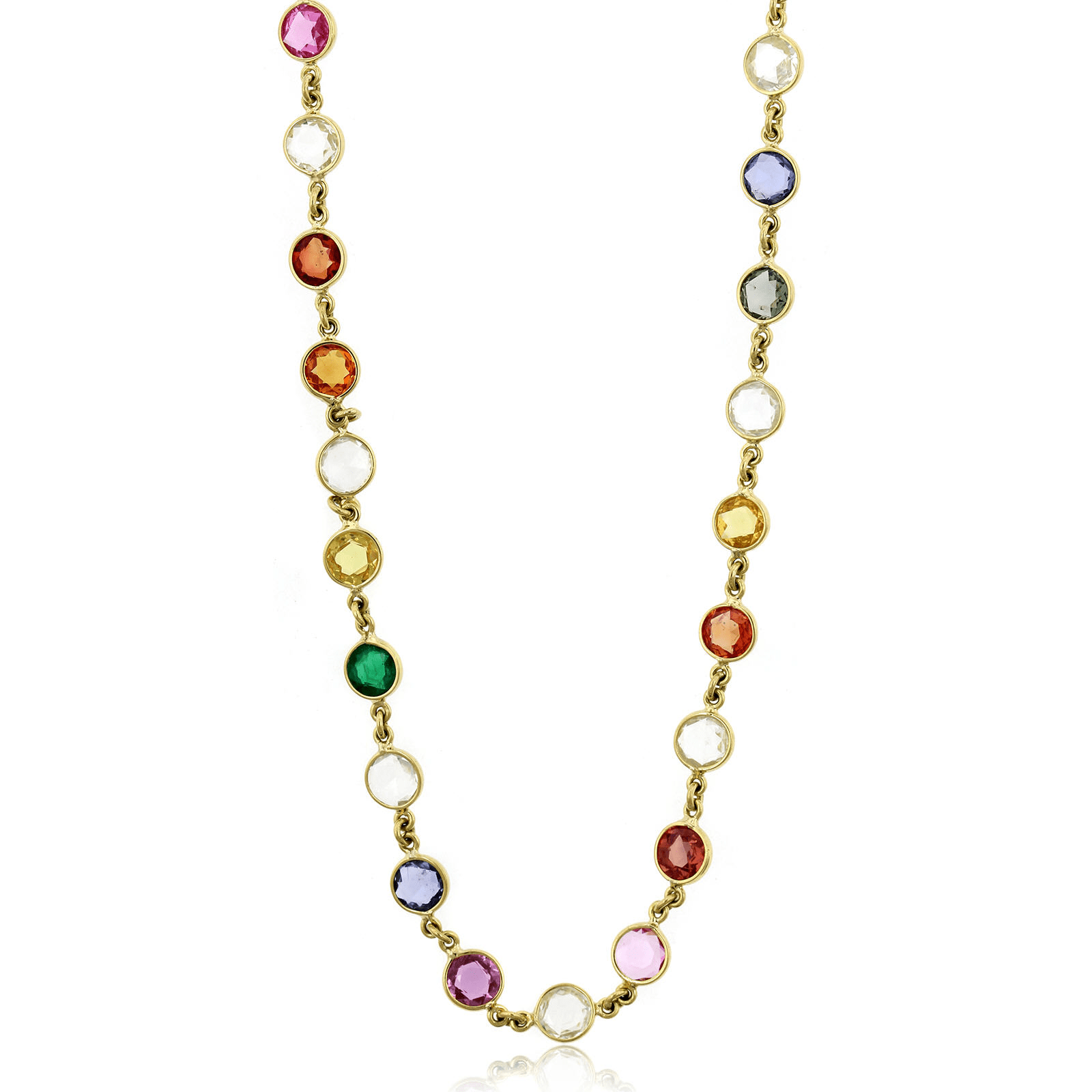 18K Yellow Gold Multi Stone Necklace