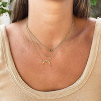 14K Yellow Gold Rainbow Sapphire Bar Necklace