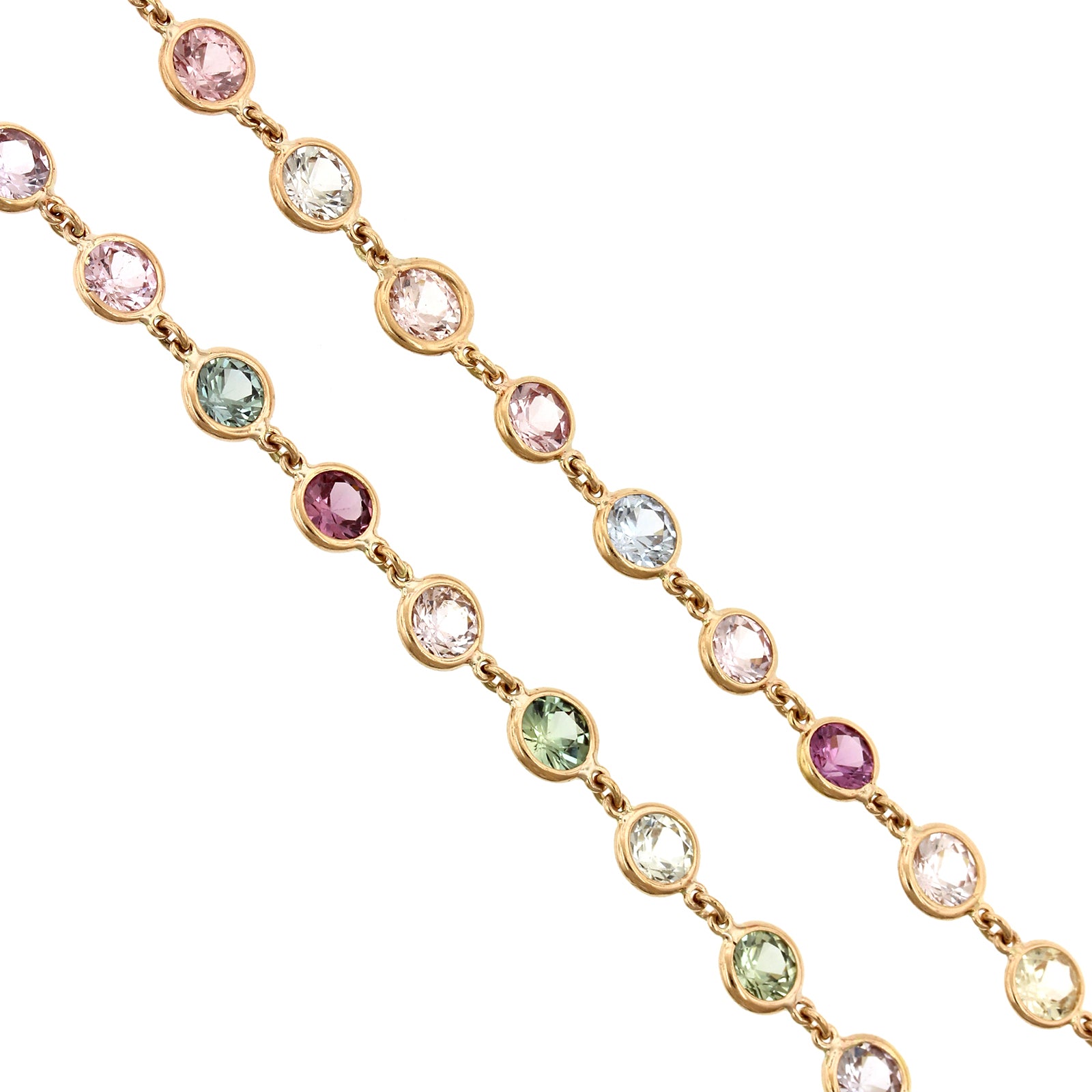 18K Rose Gold Multi Colored Sapphire Necklace