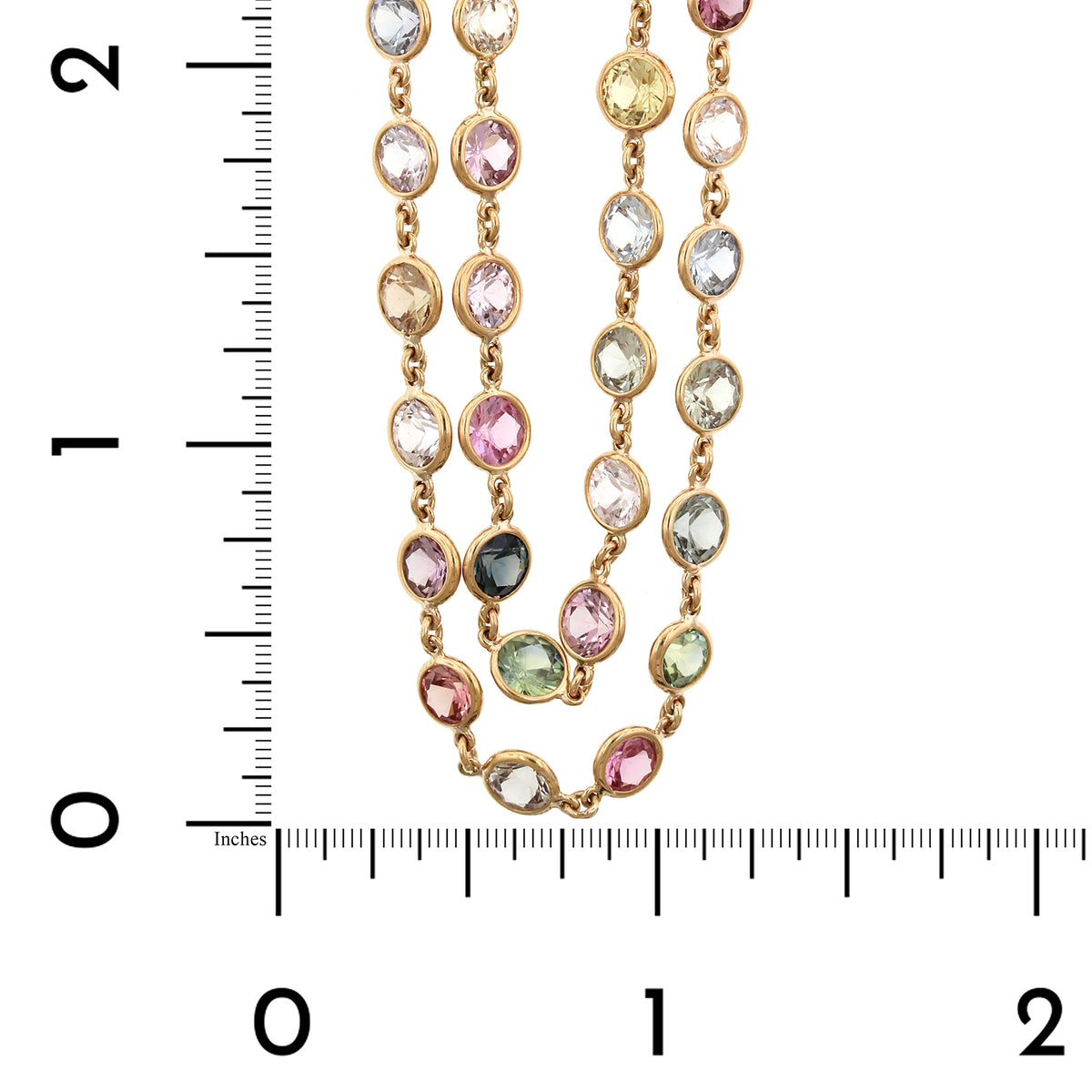 18K Rose Gold Multi Colored Sapphire Necklace