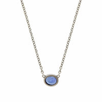 18K Yellow Gold Bezel Set Oval Blue Sapphire Pendant