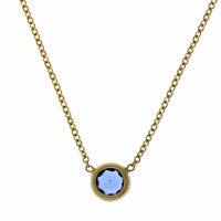 18K Yellow Gold Blue Sapphire Bezel Set Necklace