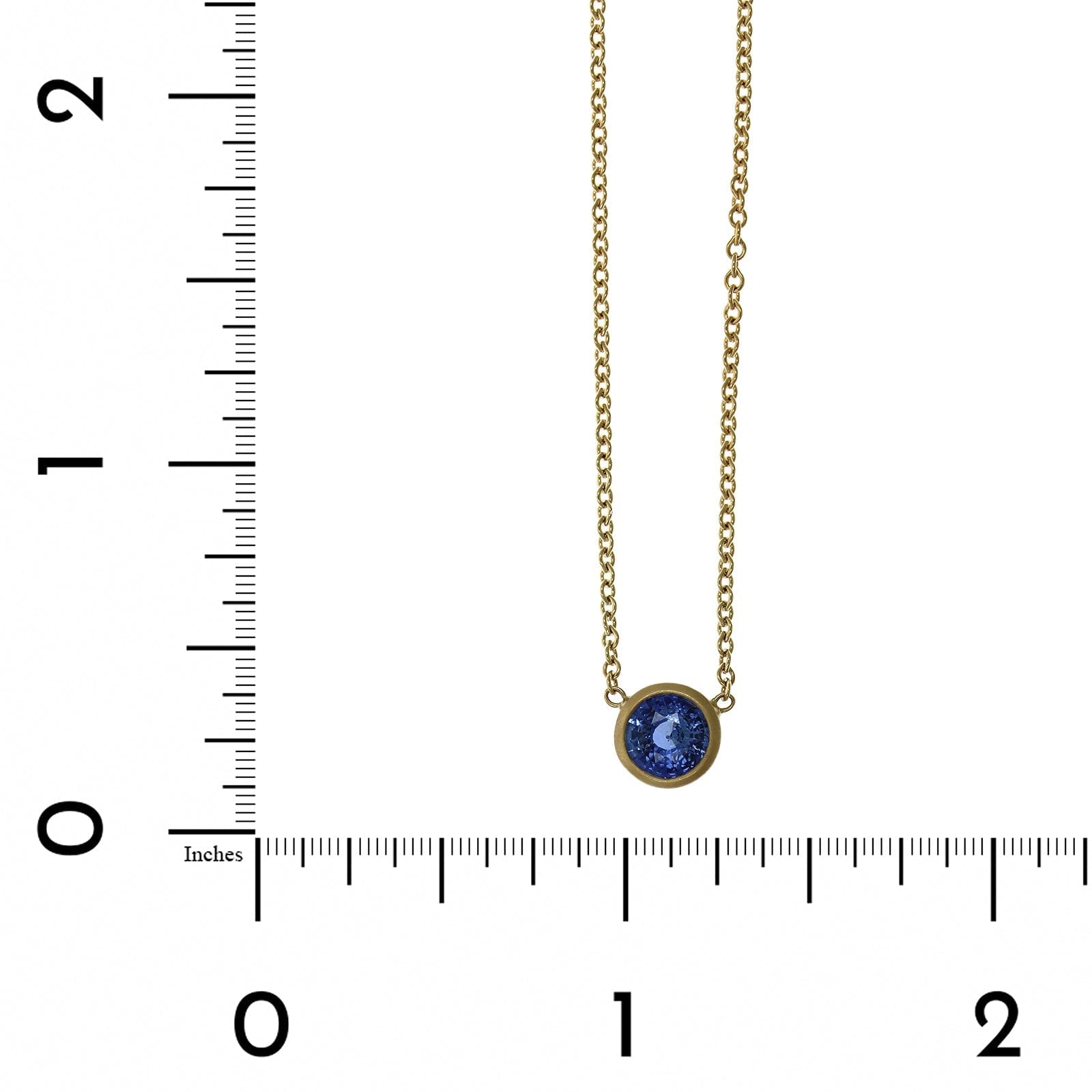 18K Yellow Gold Blue Sapphire Bezel Set Necklace