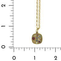 18K Yellow Gold Multi Sapphire Diamond Pendant