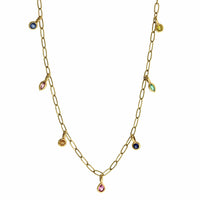 Multi-colored Sapphire Bezel Necklace