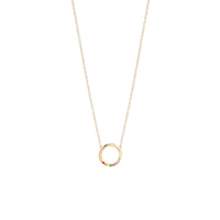 14K Yellow Gold Rainbow Sapphire Circle Necklace