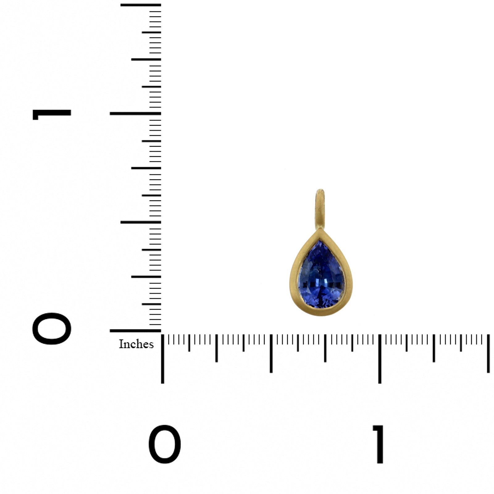 18K Yellow Gold Bezel Set Pear Shaped Blue Sapphire Pendant