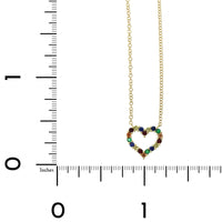 14K Yellow Gold Rainbow Sapphire Heart Necklace