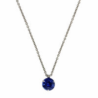 Platinum Round Sapphire Solitaire Pendant