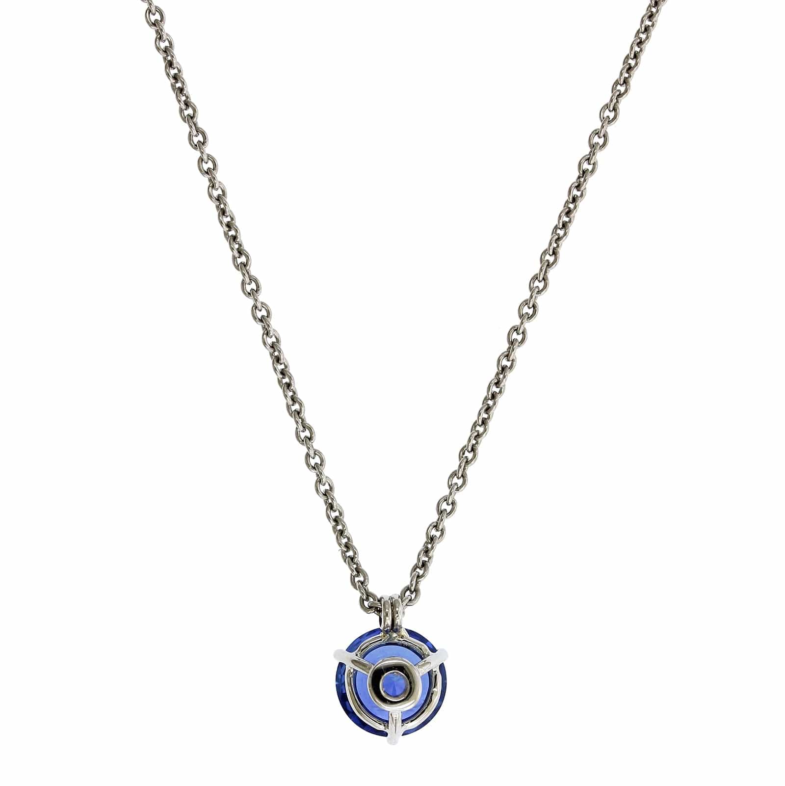 Platinum Round Sapphire Solitaire Pendant