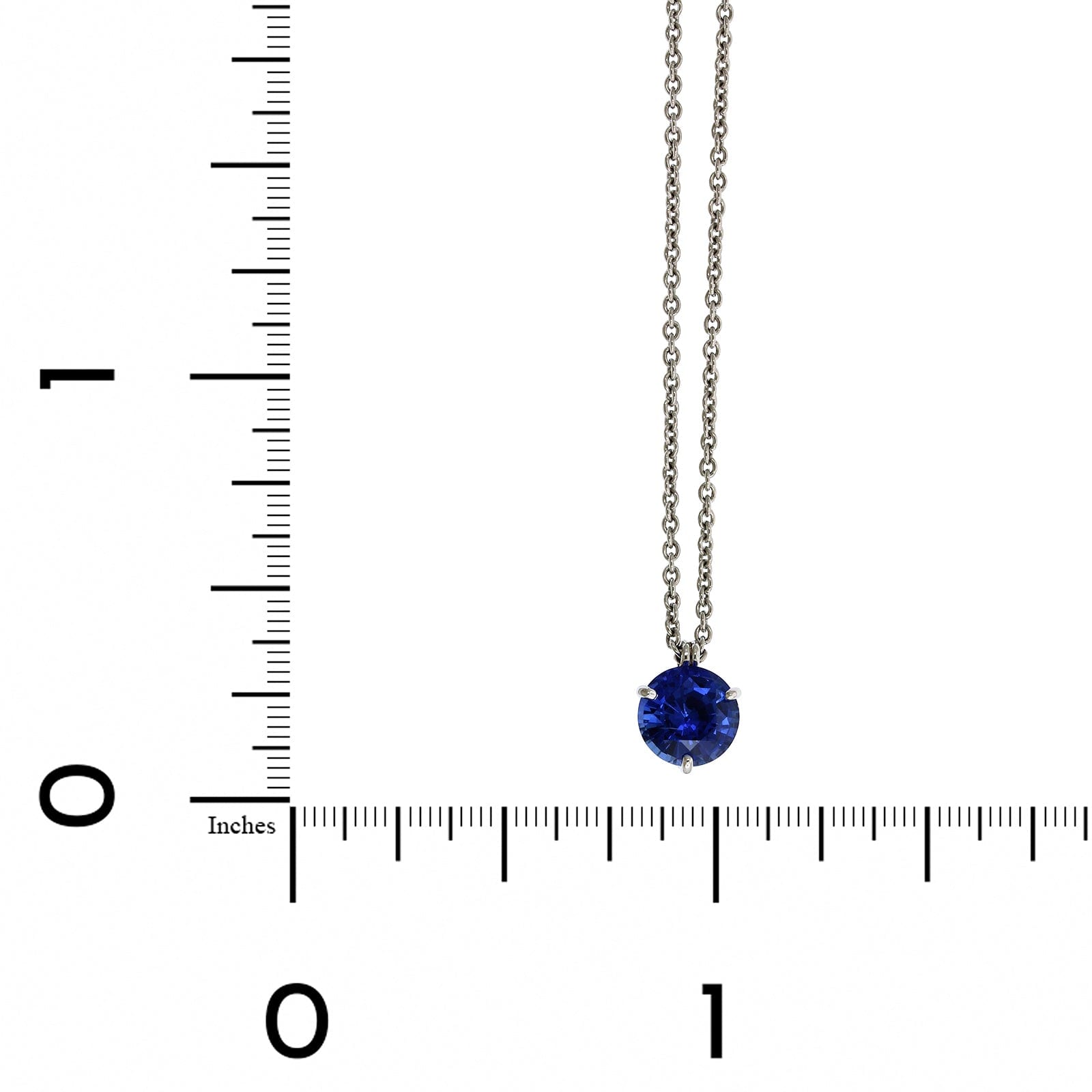 Platinum Round Sapphire Solitaire Pendant