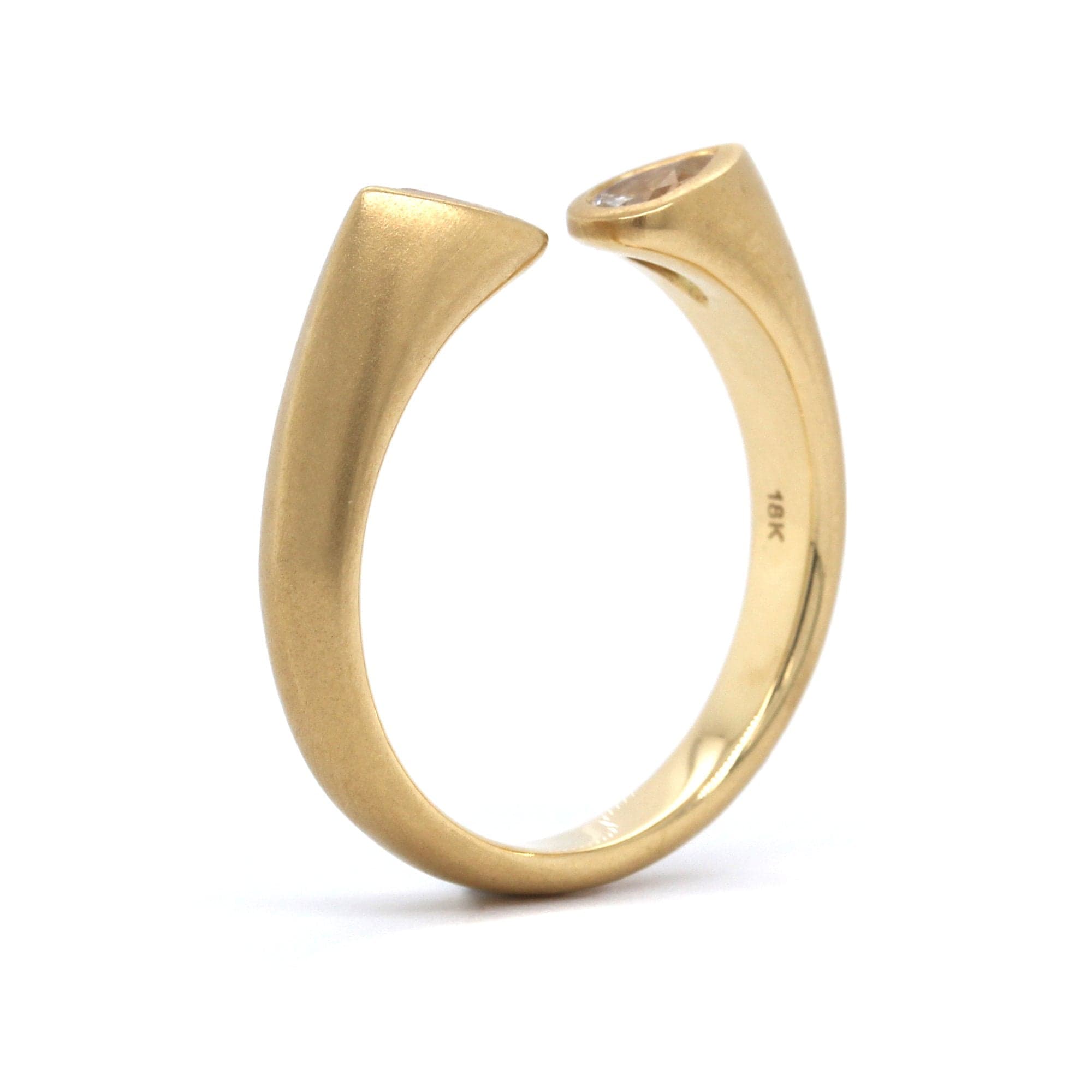 18K Yellow Gold White Sapphire Open Ring