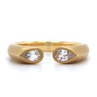 18K Yellow Gold White Sapphire Open Ring
