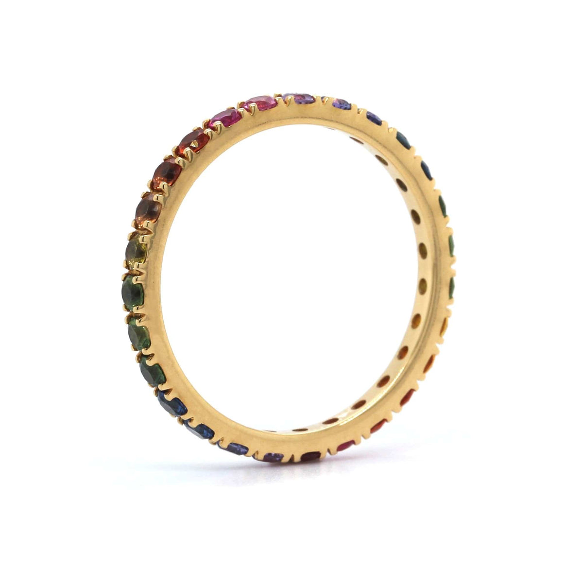18K Yellow Gold Multi-Color Sapphire Eternity Ring