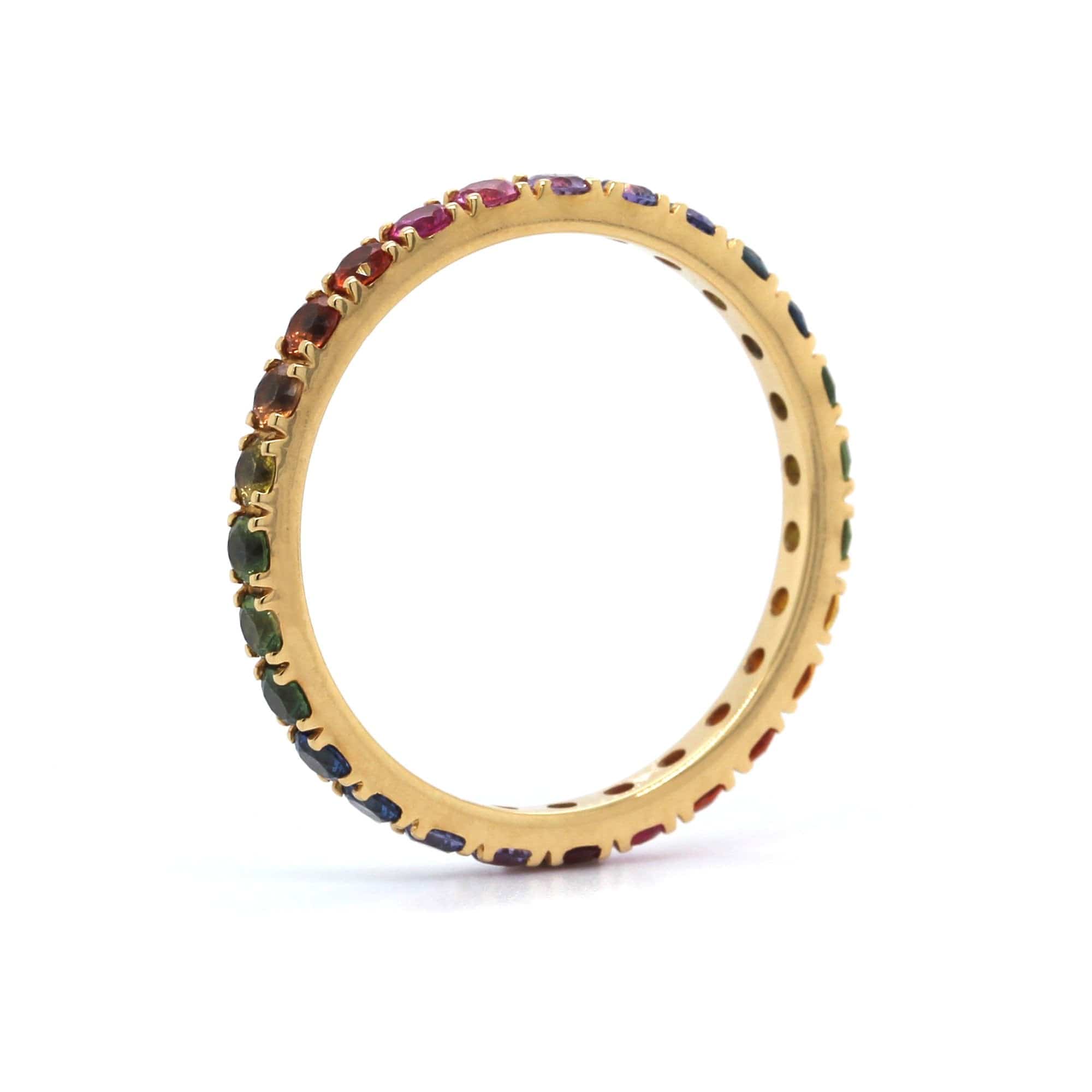 18K Yellow Gold Multi-Color Sapphire Eternity Ring