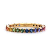18K Yellow Gold Multi-Color Sapphire Eternity Ring